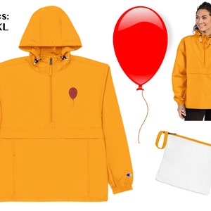 George Yellow Raincoat Red Balloon Embroidery Horror Movie Jacket Cosplay Halloween Champion Coat Gift Outerwear Adult