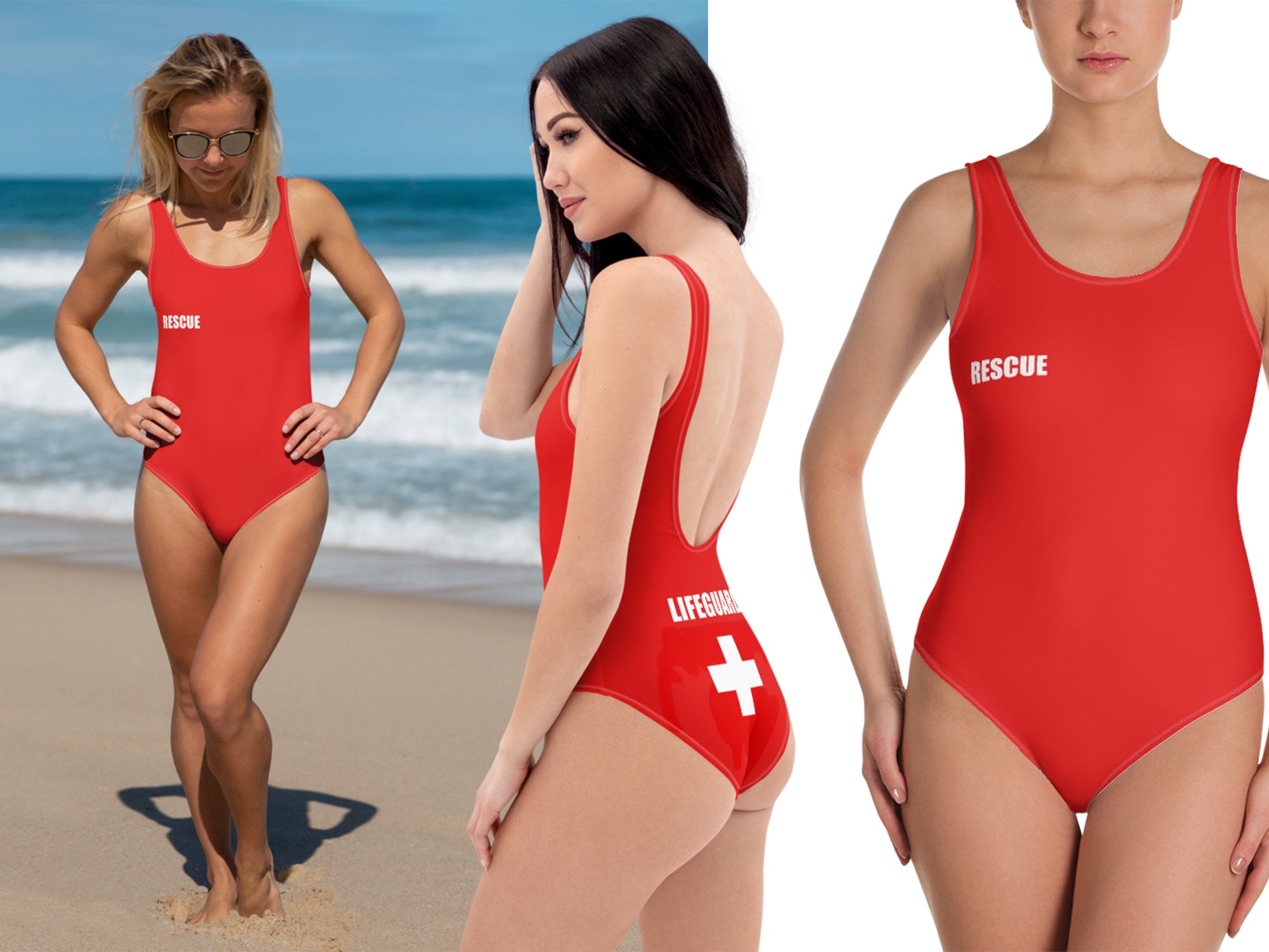 Lifeguard Rescue Red Swimsuit Women Cosplay Swimwear Pamela Etsy Norway
