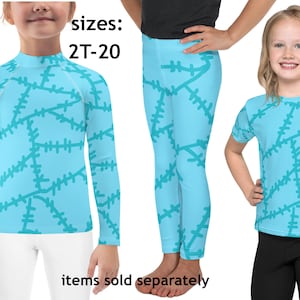 Blauw Gestikte Sally Ragdoll Kids Leggings Kerst Halloween Spandex Cosplay Kostuum Kinderen T-shirt Meisje Peuter Verjaardag Tiener Outfit