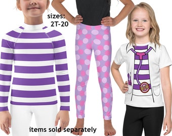 Doc McStuffins Kids Athletic Costume Halloween Striped Leggings Children Rash Guard Shirt Toddler African Toy Doctor Outfit Birthday Gift