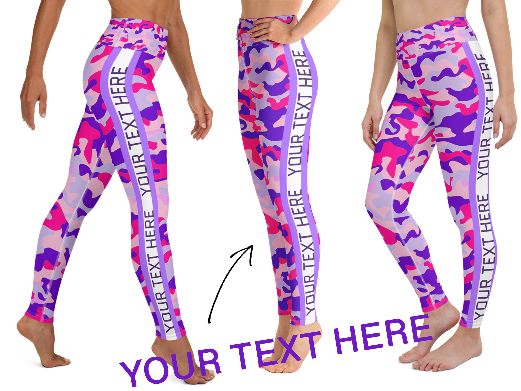 Camo Custom Text Yoga Leggings Women 