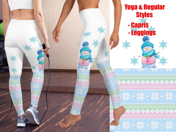 Cute Snowman Yoga Leggings Christmas 