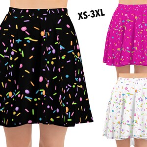 Rainbow Sprinkles Skirt Woman Birthday Gift Jimmies Skater Spandex Running Cosplay Party Colorful Baking Food Outfit Marathon Wine Dine