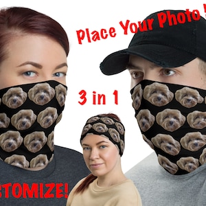 Personalized Neck Gaiter Custom Face Cover Mask Dog Shield Athletic Gift Scarf Pets Print Cat Headband Bandana Sports Cute Cycling Birthday