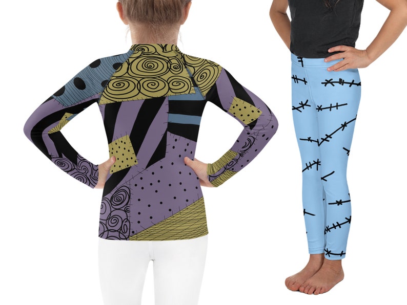 Sally Ragdoll Kids Costume Leggings Halloween Stitched Toddler Outfit Rash Guard Shirt Cosplay Tee Girl Patchwork Gift Nightmare Christmas