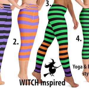 Halloween Witch Yoga Leggings Striped Cosplay Women's Workout Villain  Costume Running Pants Sports Capris Activewear Party 