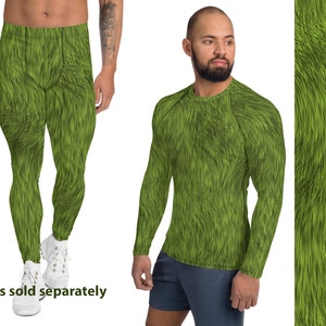 Grün Pelzigen Tierdruck Meggings Athletisch Kostüm Pelz Spandex Hosen Männer Hemd Cosplay Leggings Weihnachten Halloween Activewear Party Outfit