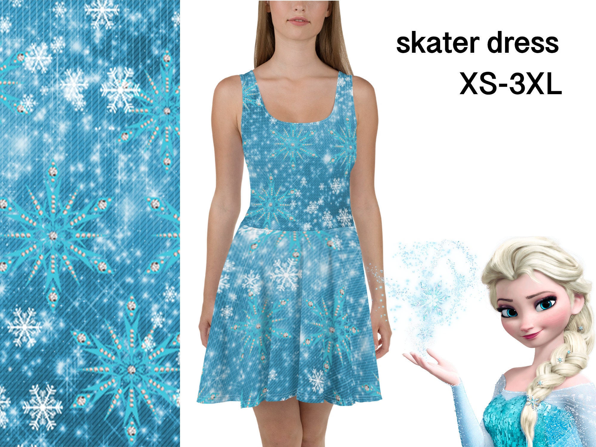 Elsa Frozen Skater Dress Women Costume 