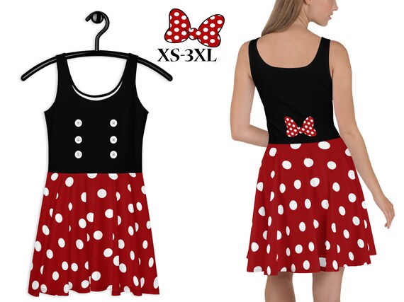Womens Minnie Mouse Halloween Costume 2022 Minnie Disney Skater Dress Polka Dot Bows Women Mouse Cosplay Etsy India