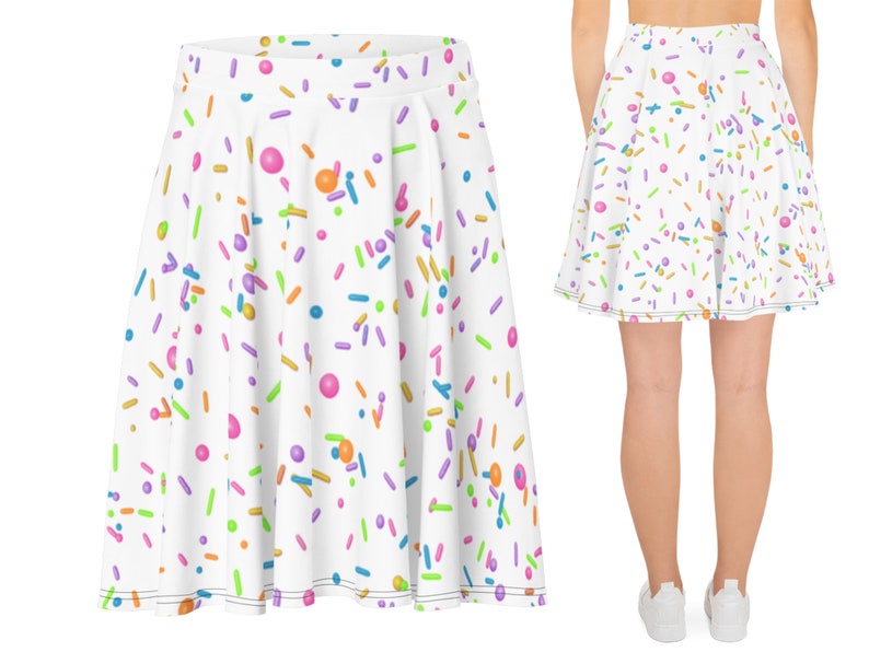Rainbow Sprinkles Skirt Woman Birthday Gift Jimmies Skater Spandex Running Cosplay Party Colorful Baking Food Outfit Marathon Wine Dine