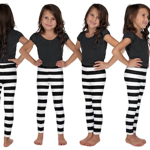 Leggings de rayas blancas y negras para niños, disfraz de Halloween, cosplay de anime, pantalones para niños, fiesta de cumpleaños para niños pequeños