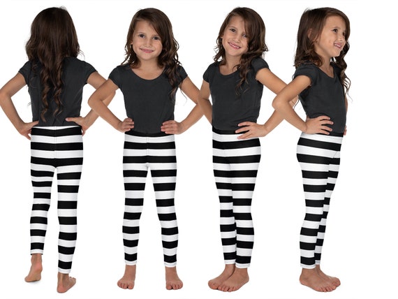 Halloween Striped Kids Leggings Witch Zebra Athletic Pants Spandex