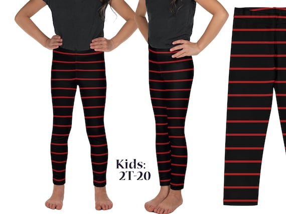 Black and Red Striped Vampire Kids Leggings Halloween Costume Pants Cosplay  Toddler Children Birthday Party Activewear Spandex Gift 