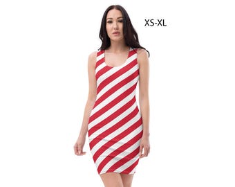 strapless open back dress Candice Red and White Striped Swing Dress