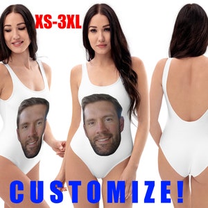 Custom Photo Swimsuit Personalized Women Groom Face Bachelorette Party Bride Swimwear Gift Bathing Pool Beach Swim Suit