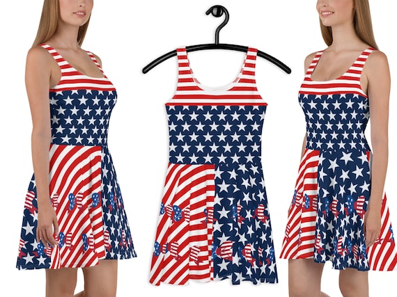 4th of July Skater Dress Women USA Independence Day Stars - Etsy