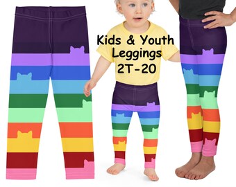 Gabby Dollhouse Cat Leggings Kids Rainbow Striped Activewear Pants Children Halloween Costume Cosplay Birthday Party Gift