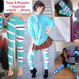 Vanellope Von Schweetz Workout Leggings Women's Cosplay Yoga Fitness Running Halloween Shorts Wreck-it Ralph Striped Sports Activewear Party