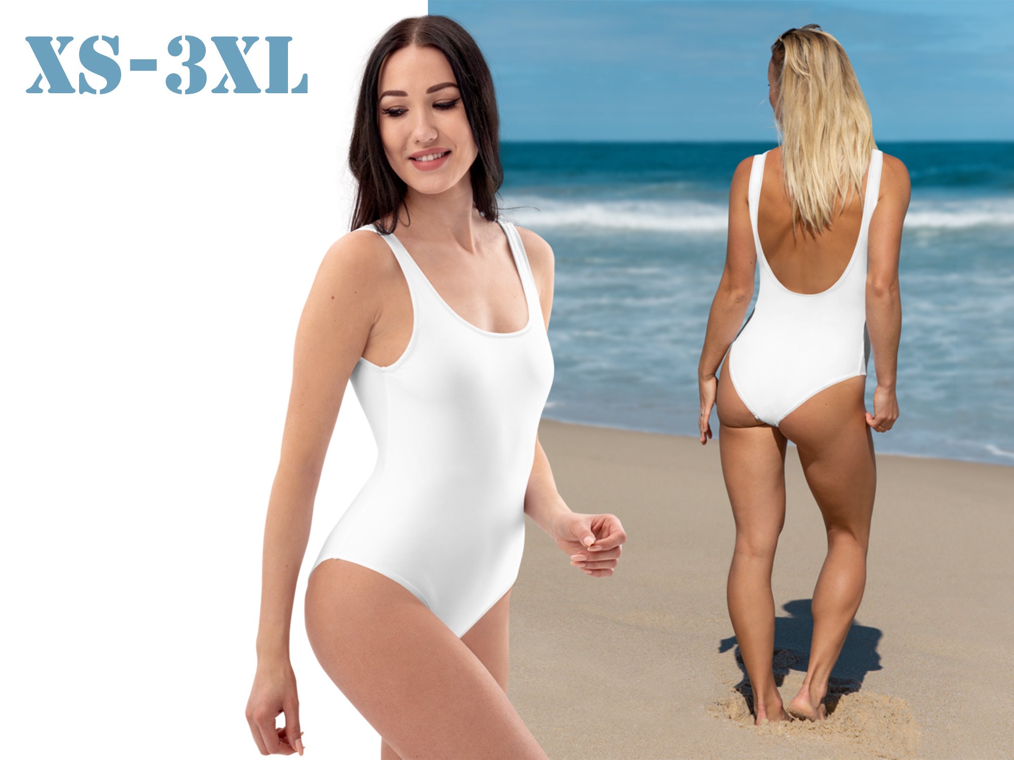 Solid White Swimsuit Women Swimming One Piece Etsy Singapore