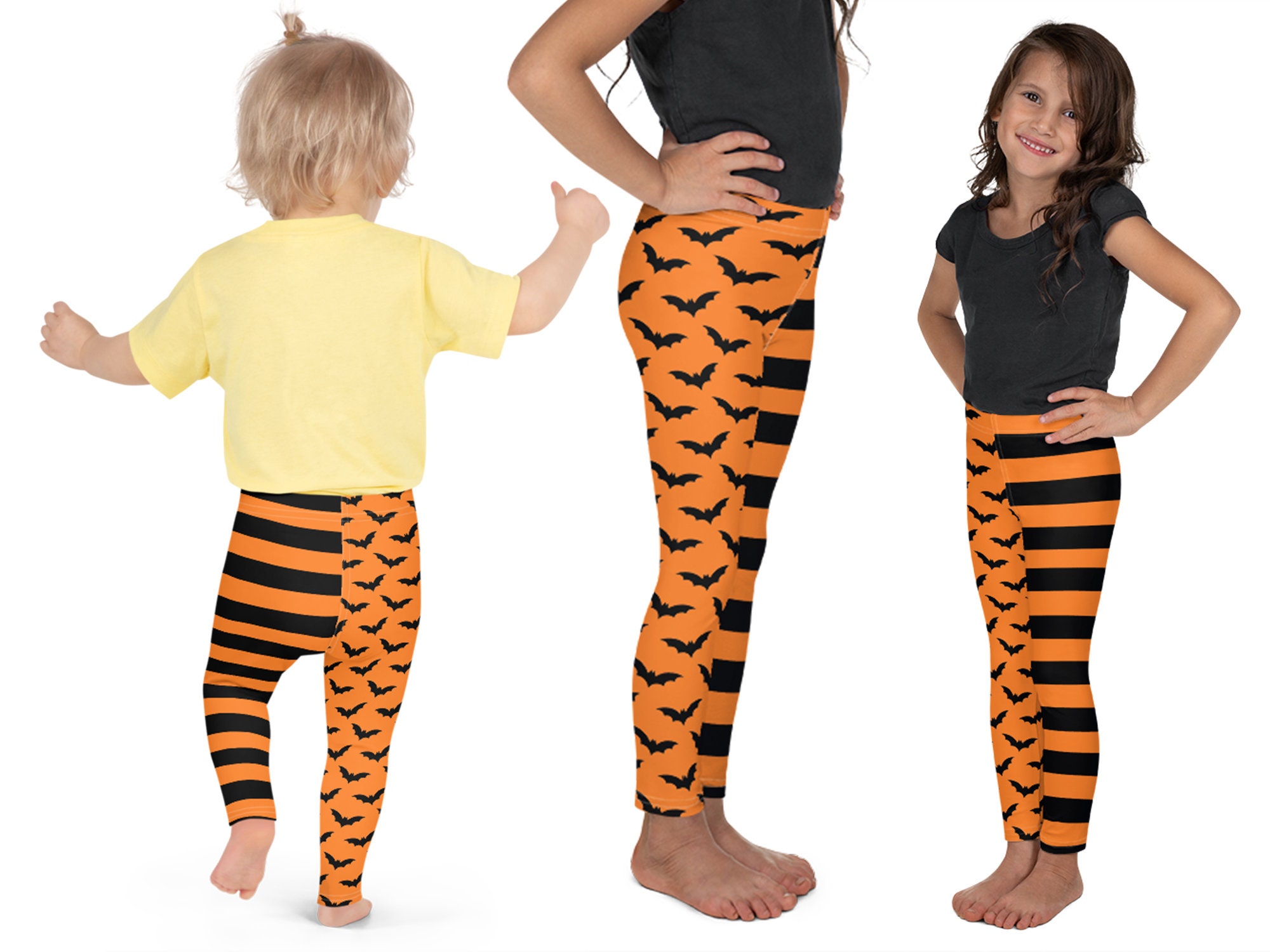 Black Orange Striped Halloween Leggings Kids Bats Witch Cosplay Children  Pants Costume Birthday Gift Party Activewear -  Ireland