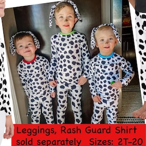 Dalmatian Print Kids Costume Leggings Halloween Puppy Rash Guard Shirt Athletic Children Cosplay Spots Surfing Tee Dog Birthday Gift Outfit