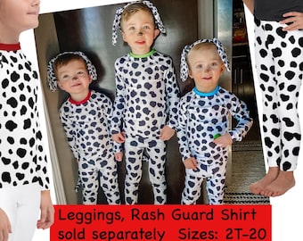 Dalmatian Print Kids Costume Leggings Halloween Puppy Rash Guard Shirt Athletic Children Cosplay Spots Surfing Tee Dog Birthday Gift Outfit