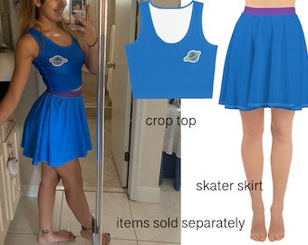 Alien Toy Story Skaterkjol Damkostym Halloween Cosplay Blå Tecknad Grön Crop Top Karaktär Löpning Träningskläder Utsvängd Outfit