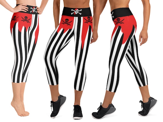 Pirate Yoga Leggings Halloween Cosplay Woman Workout Striped Spandex Yoga  Pants Running Party Activewear -  Canada