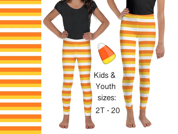 GIRLS HALLOWEEN LEGGINGS Youth Leggings Junior Girls Leggings Orange and  Black Halloween Tights for Young Girls Kids Pre-teen Yoga Pants 