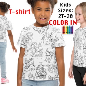 Colore natalizio in camicia Regalo per bambini da colorare T-shirt personalizzata festiva per adolescenti Bambini Buon divertimento Top fai da te