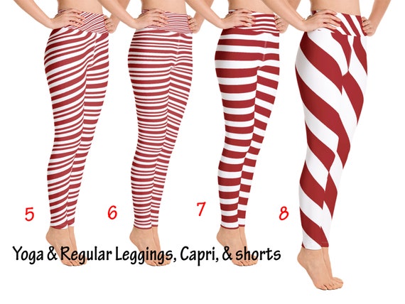 Christmas Candy Workout Leggings Women Striped Cane Yoga Capris