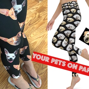 Custom Yoga Pants Workout Leggings Women Pets Photo Personalized Gift Athletic Running Fitness Activewear Birthday Party