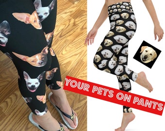 Custom Yoga Pants Workout Leggings Women Pets Photo Personalized Gift Athletic Running Fitness Activewear Birthday Party