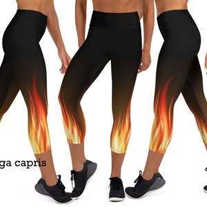 Fire Flames Leggings Villain Woman Workout Halloween Cosplay Yoga Running Pants Spandex Activewear Party Capris