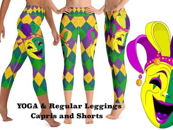 Harlequin Yoga Leggings Women Mardi Gras Workout Pants Mask Joker