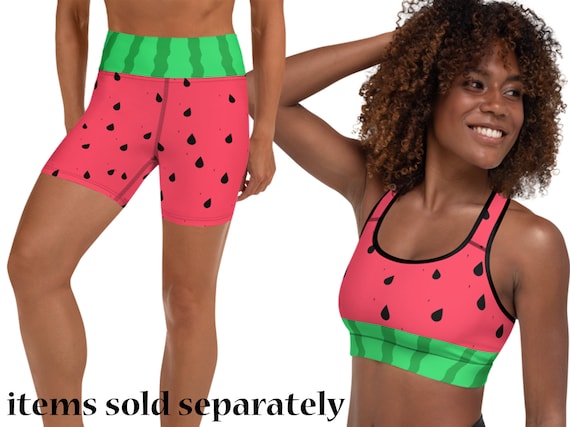 Watermelon Workout Shorts Women Outfit Padded Sports Bra Gym Running Pants  Fitness Athletic Halloween Spandex Activewear Cosplay Set -  Canada