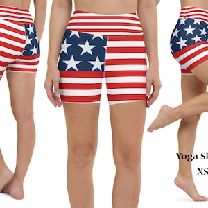 Short de yoga patriotique femme drapeau américain entraînement 4 juillet course à pied sport fête de l'indépendance des États-Unis vêtements de sport
