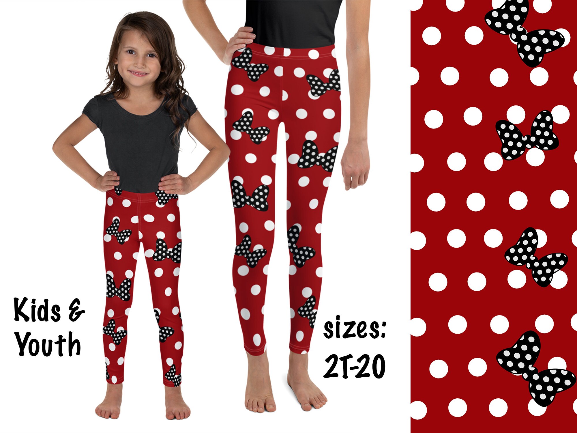 Red Polka Dot Leggings Kids Minnie 