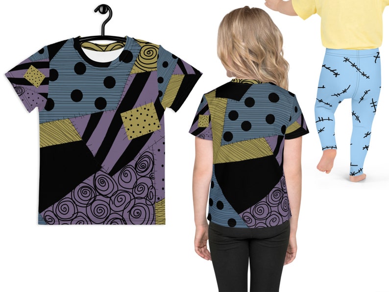 Sally Ragdoll Kids Costume Leggings Halloween Stitched Toddler Outfit Rash Guard Shirt Cosplay Tee Girl Patchwork Gift Nightmare Christmas