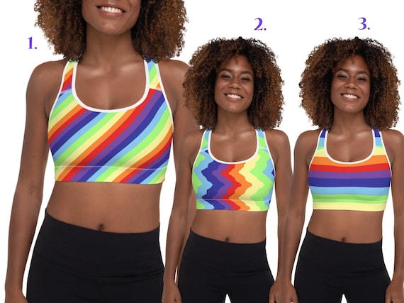 Pride Rainbow Sports Bra Women Workout LGBT Activewear Yoga