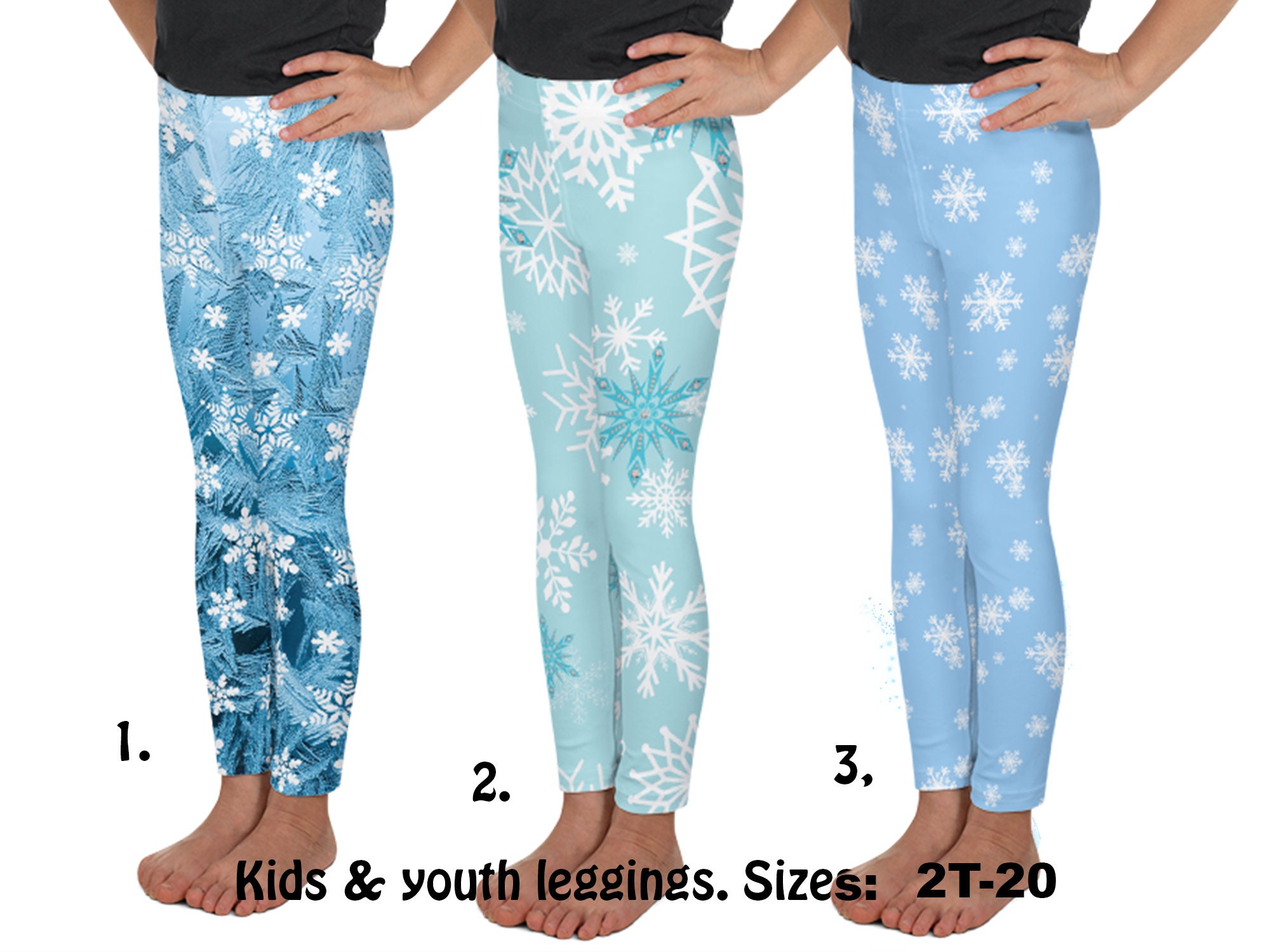 Frozen Ice Christmas Snowflakes Blue Kids Leggings Athletic Children  Spandex Pants Print Toddler Cosplay Costume Birthday Gift Festive 