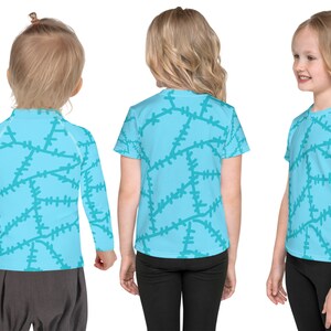 Blue Sally Rag Doll Christmas Costume Kids Leggings Halloween Stitches Print Toddler Outfit Spandex Rash Guard Shirt Cosplay Tee Athletic Activewear Stitched
