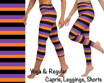 Halloween Häxa Randiga Yoga Leggings Kvinna Orange Lila Svarta Byxor Träningskläder Löpning Spandex Cosplay Kostym Fest