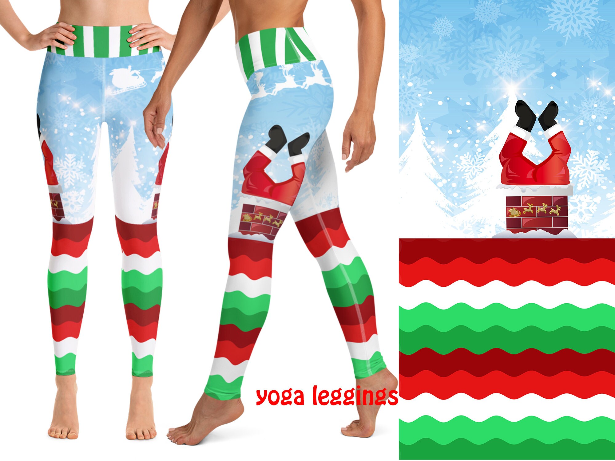 Funny Santa in Chimney Leggings Women 