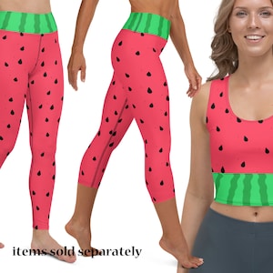 Watermelon Athletic Costume Women Yoga Leggings Halloween Workout Outfit Crop Top Running Cosplay Pants Fitness Spandex Activewear