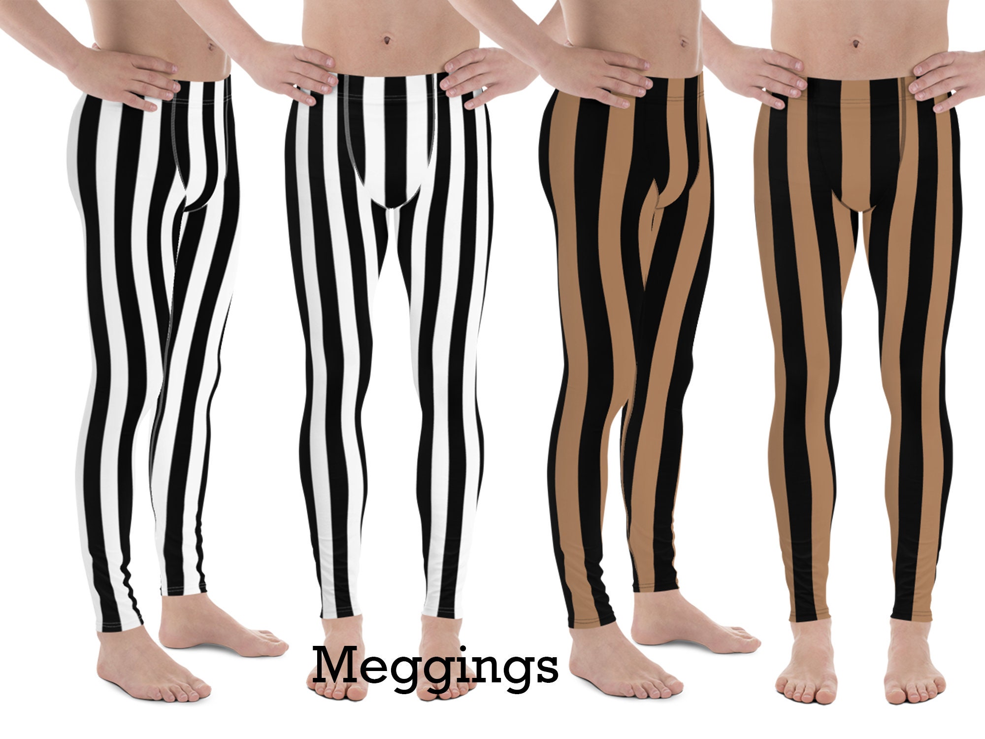 Pirate Striped Pants Athletic Men Halloween Costume Meggings Cosplay Leggings White Brown Black Red Running Steampunk Outfit Activewear Man