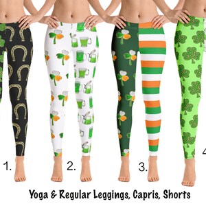 St Patricks Day 3 Leaf Shamrock Leggings : Beautiful #Yoga Pants