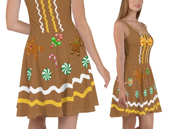 Gingerman Skater Dress Women Christmas Gingerbread Cookie Costume