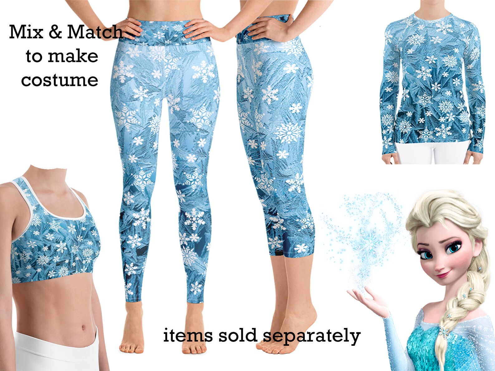 Elsa Frozen Yoga Leggings Women's Costume Princess Etsy