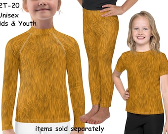 Lion Costume Furry Animal Print Kids Fox Halloween Spandex Cosplay Leggings Children Rash Guard Shirt Toddler Birthday Party  Outfit